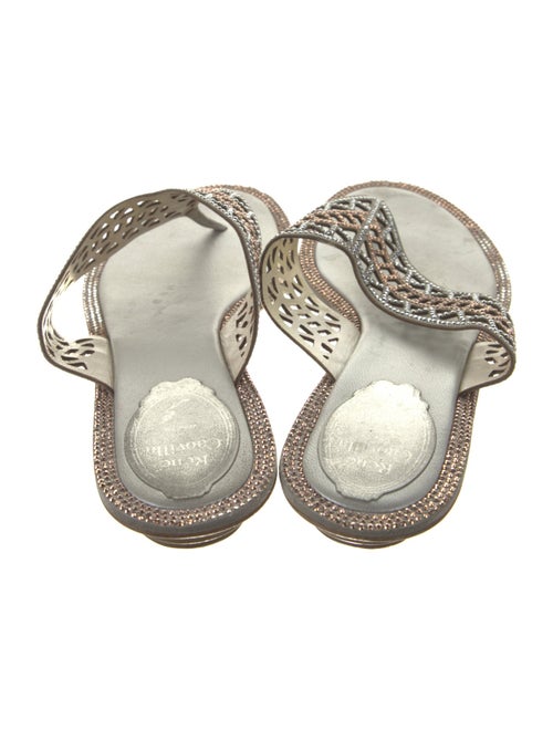 René Caovilla Leather Lasercut Accents Slides