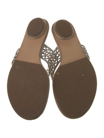 René Caovilla Leather Lasercut Accents Slides