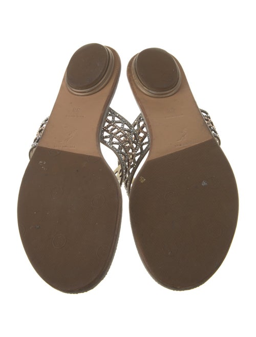 René Caovilla Leather Lasercut Accents Slides