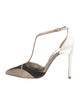 René Caovilla Suede Animal Print T-Strap Pumps