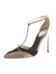 René Caovilla Suede Animal Print T-Strap Pumps