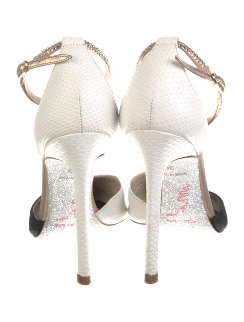 René Caovilla Suede Animal Print T-Strap Pumps