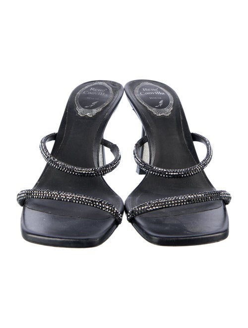 René Caovilla Leather Crystal Embellishments Slides
