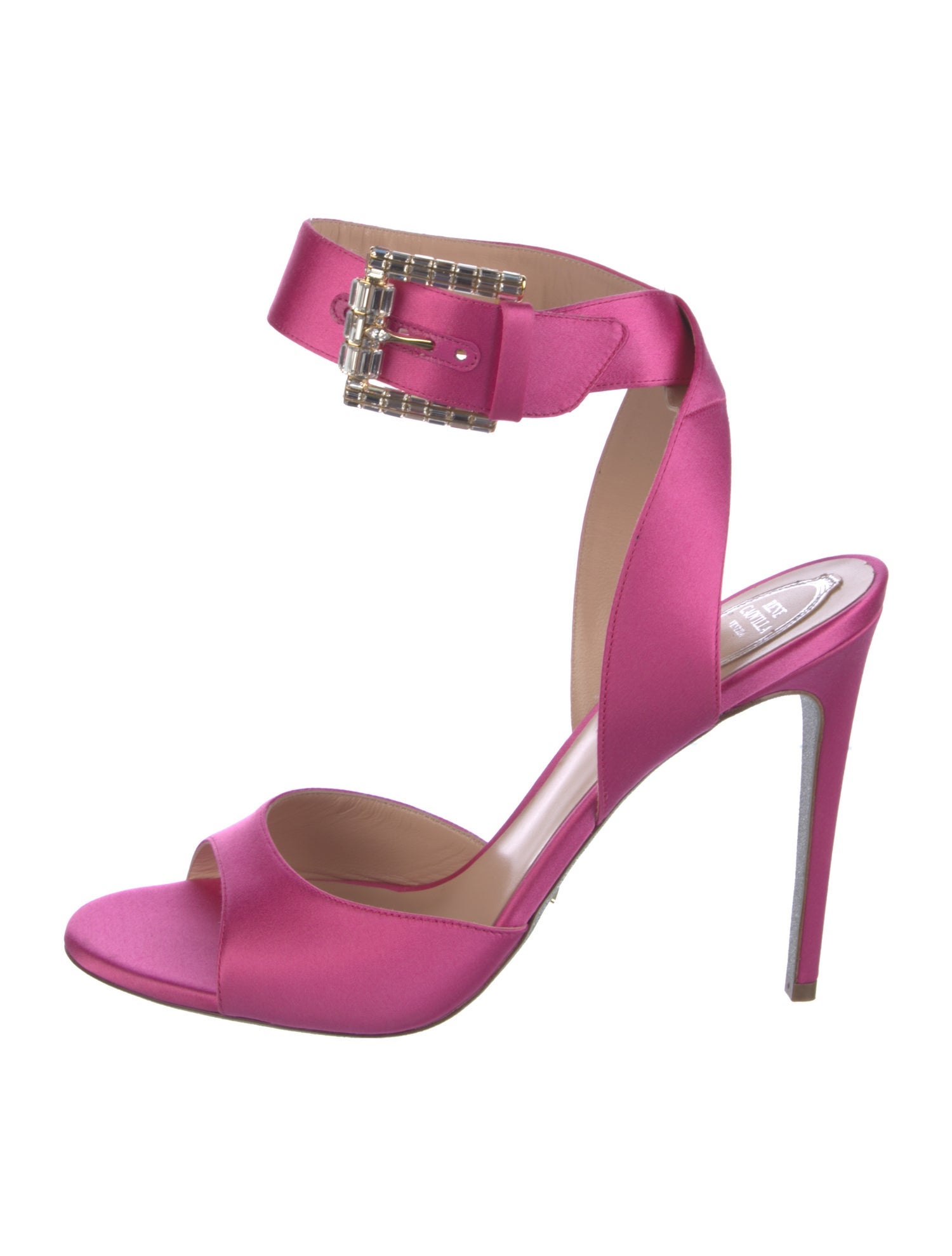 René Caovilla Satin Crystal Embellishments Sandals