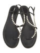 René Caovilla Leather Bow Accents T-Strap Sandals