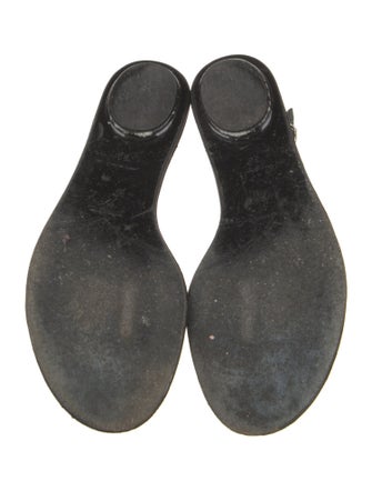 René Caovilla Leather Bow Accents T-Strap Sandals