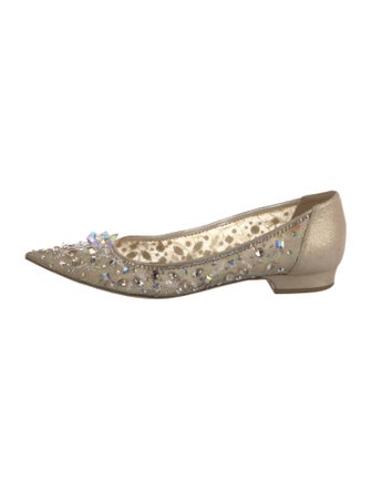 René Caovilla Mesh Glitter Accents Flats