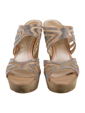 René Caovilla Mesh Crystal Embellishments Sandals