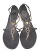 René Caovilla Leather T-Strap Sandals