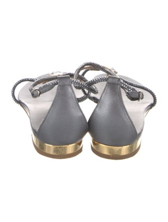 René Caovilla Leather T-Strap Sandals