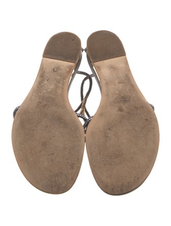 René Caovilla Leather T-Strap Sandals