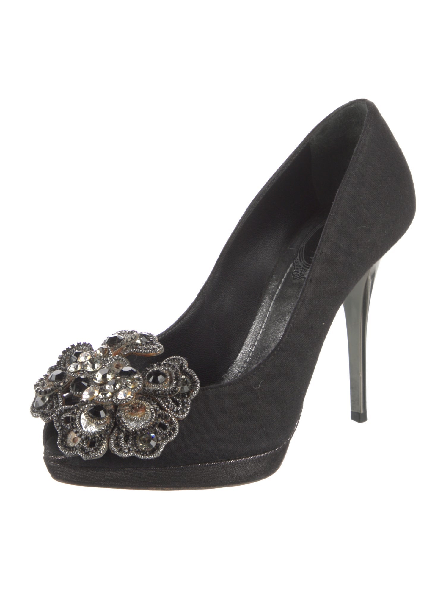 René Caovilla Floral Print Crystal Embellishments Pumps