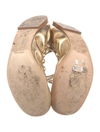 René Caovilla Leather Ruffle Embellishment Flats