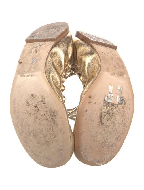 René Caovilla Leather Ruffle Embellishment Flats