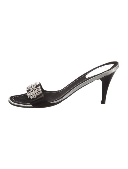 René Caovilla Satin Crystal Embellishments Slides
