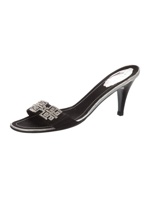 René Caovilla Satin Crystal Embellishments Slides