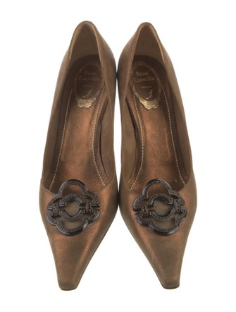 René Caovilla Satin Crystal Embellishments Pumps