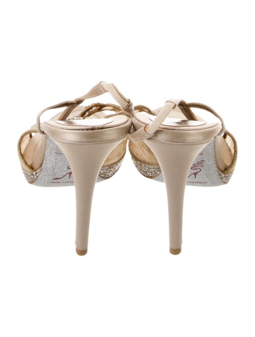 René Caovilla Mesh Lace Pattern Slingback Sandals