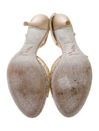 René Caovilla Mesh Lace Pattern Slingback Sandals