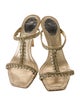 René Caovilla Leather Crystal Embellishments T-Strap Sandals