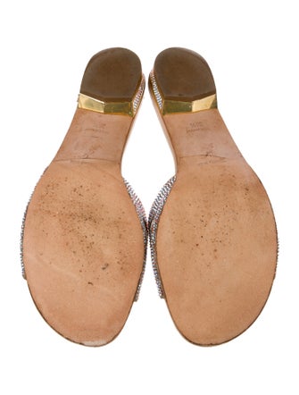 René Caovilla Leather Crystal Embellishments Slides