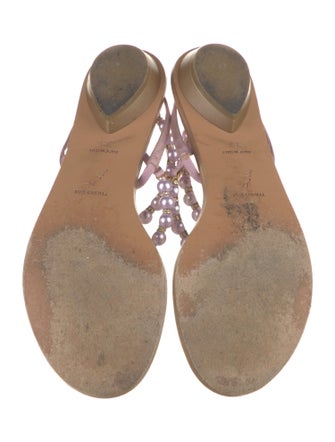 René Caovilla Crystal Embellishments T-Strap Sandals