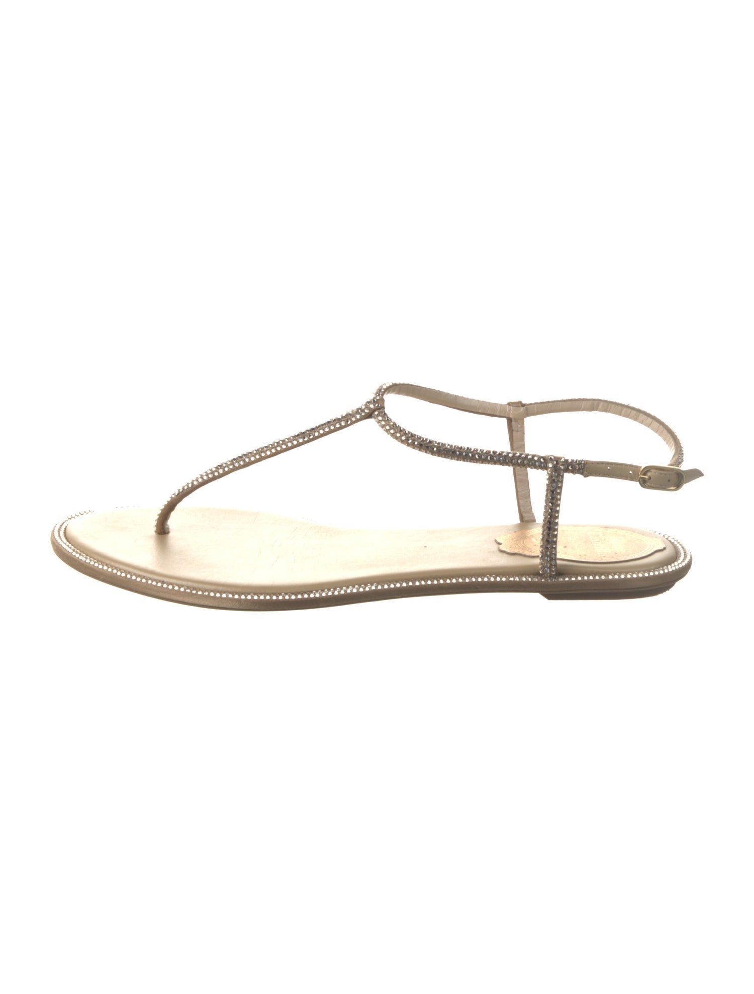 René Caovilla Crystal Crystal Embellishments T-Strap Sandals