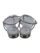 René Caovilla Leather Crystal Embellishments T-Strap Sandals