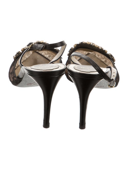 René Caovilla Lace Lace Pattern Slingback Pumps