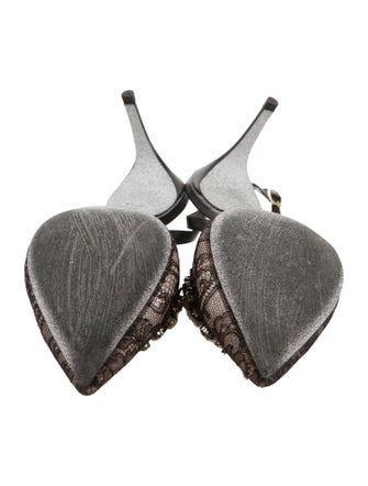 René Caovilla Lace Lace Pattern Slingback Pumps