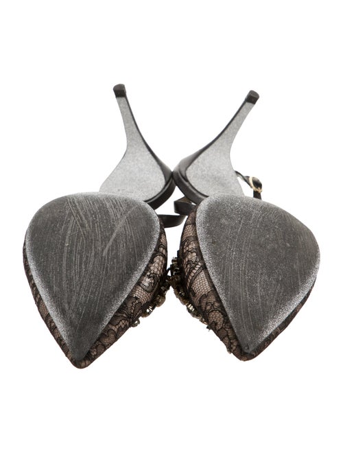 René Caovilla Lace Lace Pattern Slingback Pumps