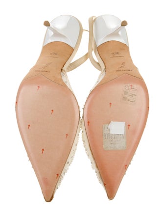 René Caovilla Signature Logo Mesh Slingback Pumps