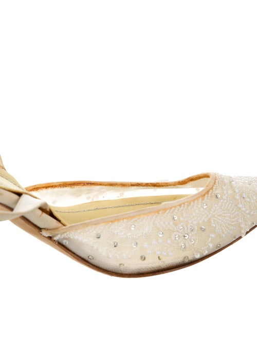 René Caovilla Signature Logo Mesh Slingback Pumps