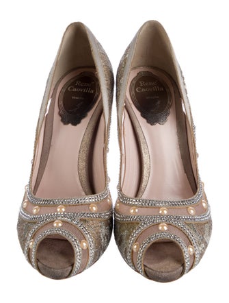 René Caovilla Printed Crystal Embellishments Sandals