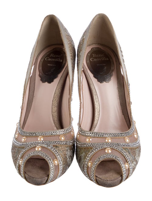 René Caovilla Printed Crystal Embellishments Sandals