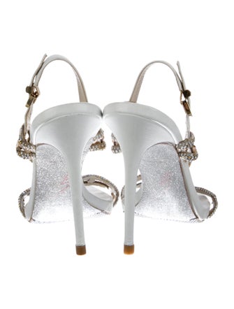 René Caovilla Leather Crystal Embellishments Slingback Sandals