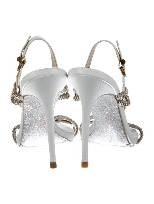 René Caovilla Leather Crystal Embellishments Slingback Sandals