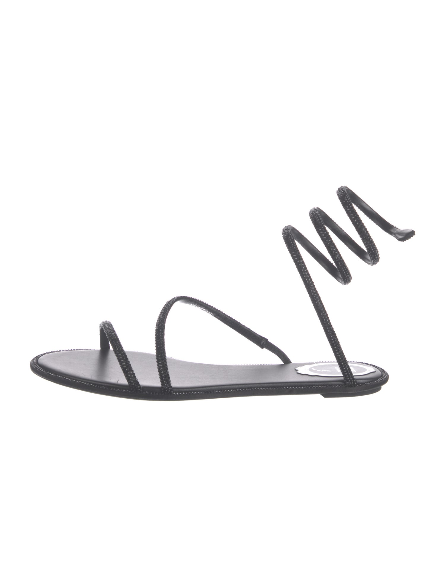 René Caovilla Leather Crystal Embellishments Gladiator Sandals