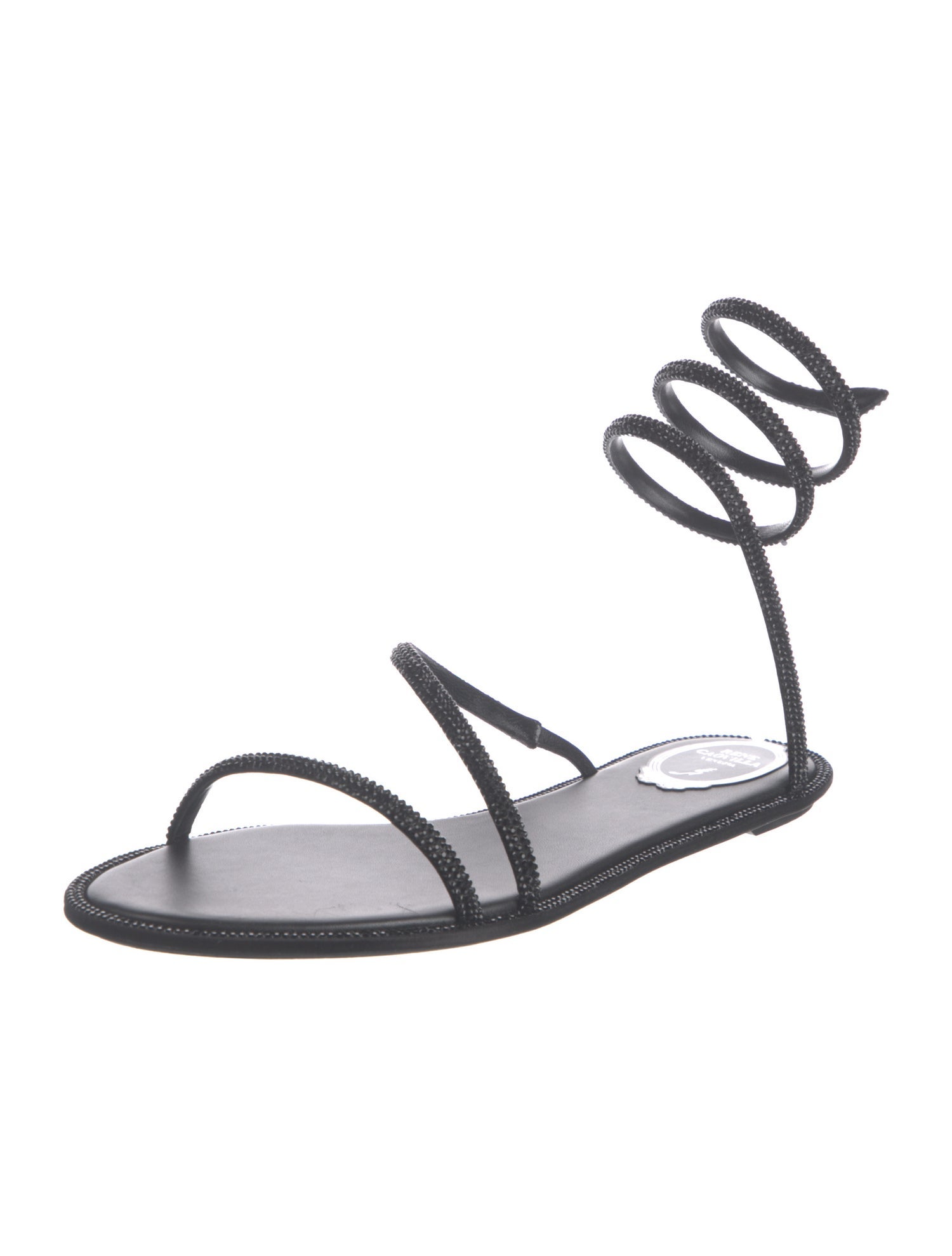 René Caovilla Leather Crystal Embellishments Gladiator Sandals