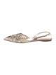 René Caovilla Lace Pattern Crystal Embellishments Slingback Flats