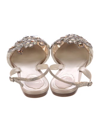René Caovilla Lace Pattern Crystal Embellishments Slingback Flats