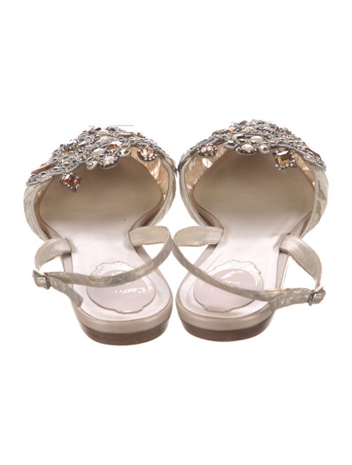 René Caovilla Lace Pattern Crystal Embellishments Slingback Flats