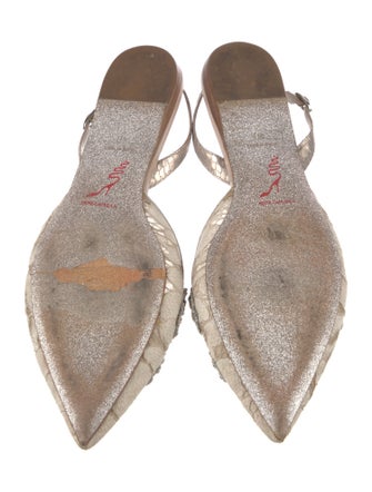 René Caovilla Lace Pattern Crystal Embellishments Slingback Flats