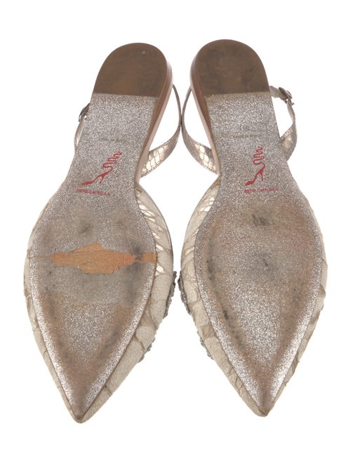 René Caovilla Lace Pattern Crystal Embellishments Slingback Flats