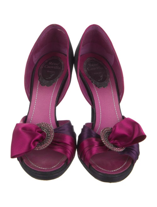 René Caovilla Satin Bow Accents D'Orsay Pumps