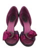 René Caovilla Satin Bow Accents D'Orsay Pumps