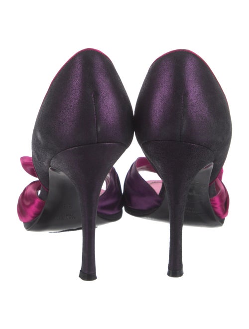 René Caovilla Satin Bow Accents D'Orsay Pumps