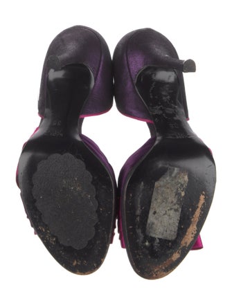 René Caovilla Satin Bow Accents D'Orsay Pumps