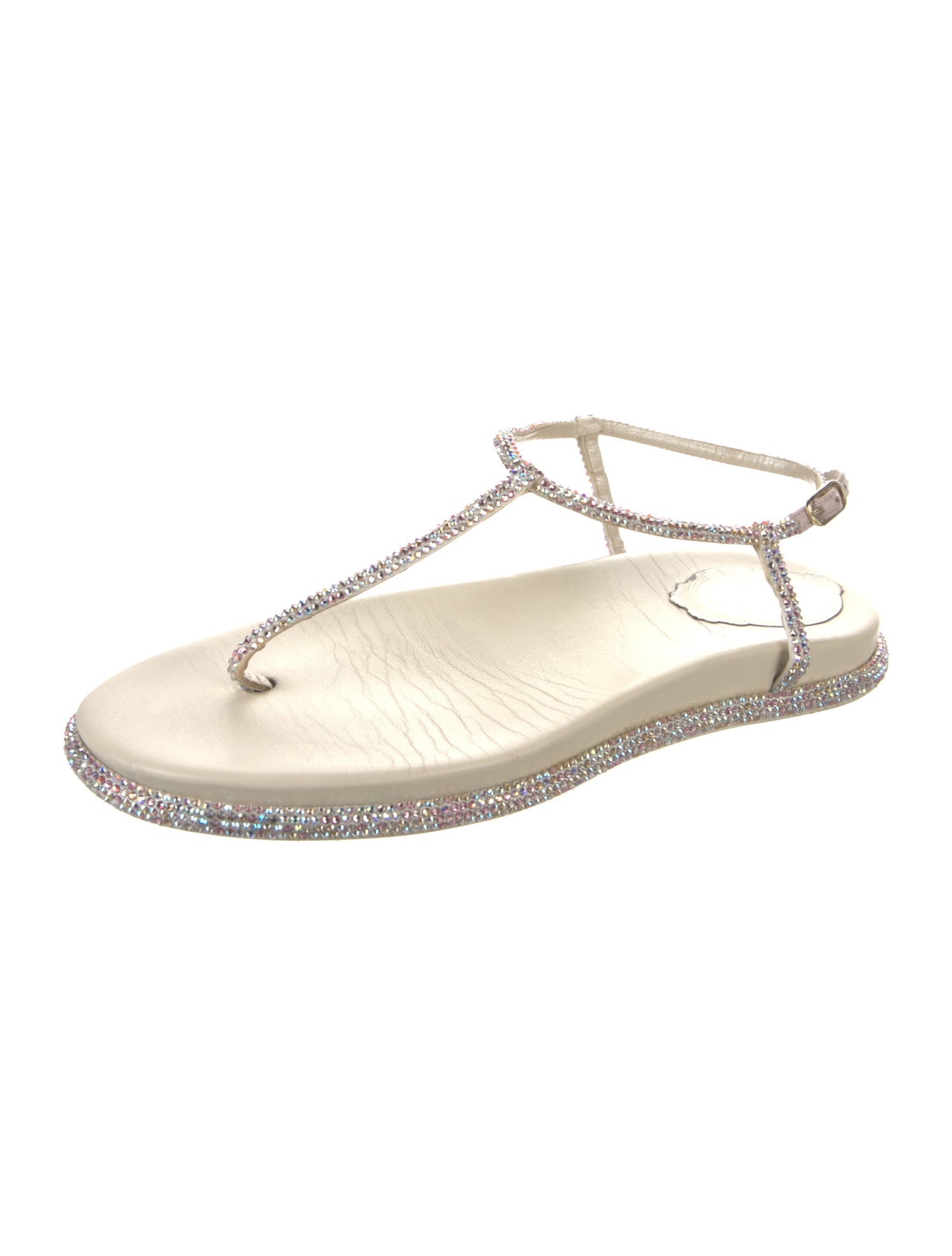 René Caovilla Crystal Crystal Embellishments T-Strap Sandals