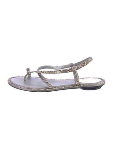 René Caovilla Sandals Satin Crystal Embellishments Slingback IT 38.5 | 8.5